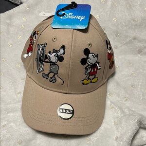 Disney Tan adult baseball hat with Mickey Mouse Embroidery NWT